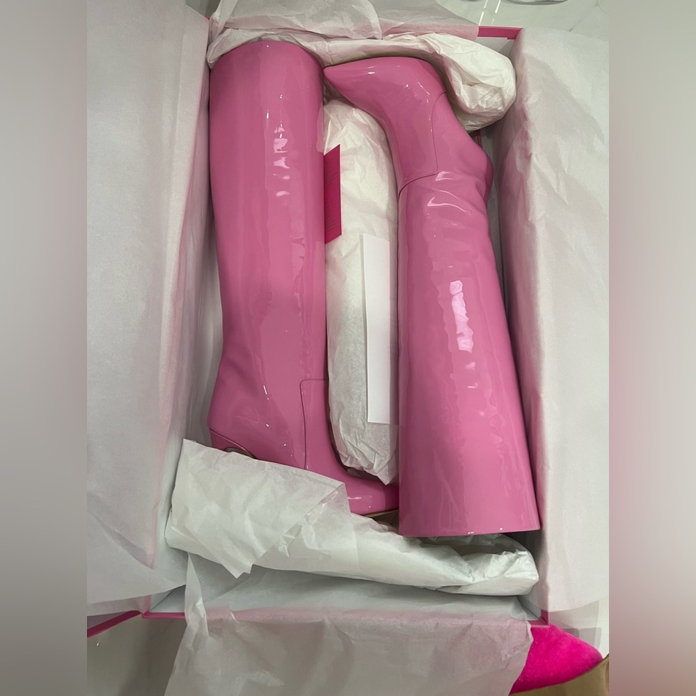 PARIS TEXAS pink Patent leather knee-high boots - Picture 6 of 8